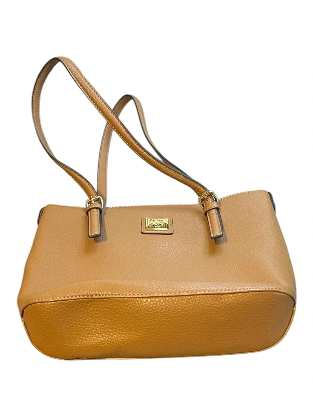 Anne Klein Perfect Tote Tan Pebbled Faux Leather Shoulder Bag Medium Large